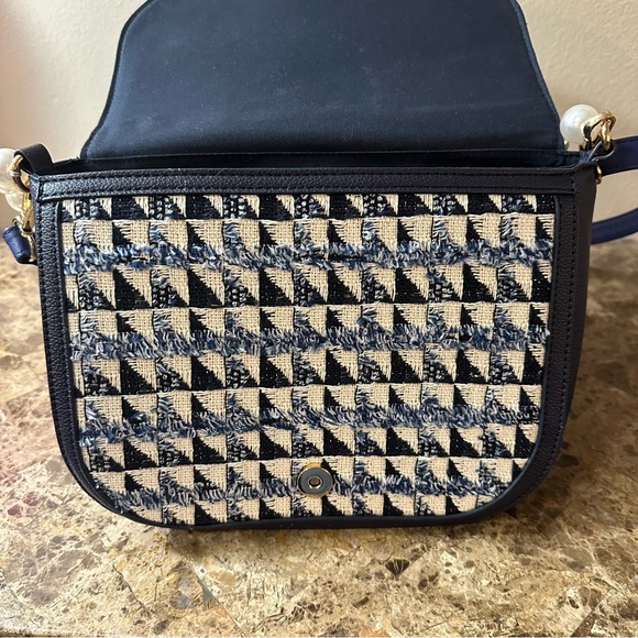 Cato Blue Faux Tweed Purse With Blue And Pearl Straps - Picture 10 of 14